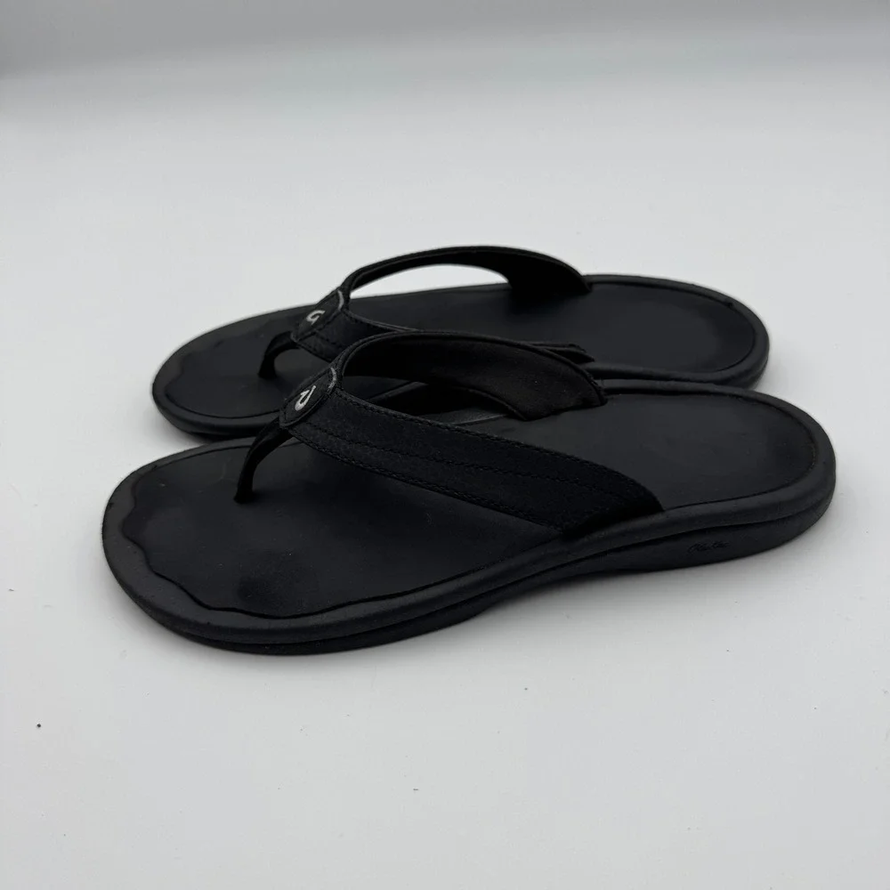 OluKai Ohana Women Black Flip Flop Sandals Water Resistant 20110-4040 Size 8